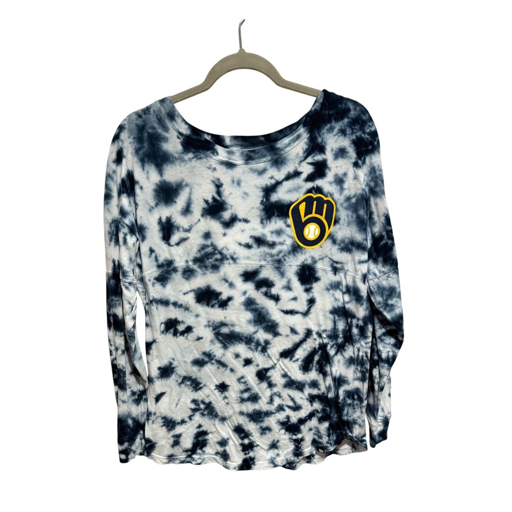 New Era MLB Tie Dye T-Shirt Womens L Baseball Fan Apparel Casual Top